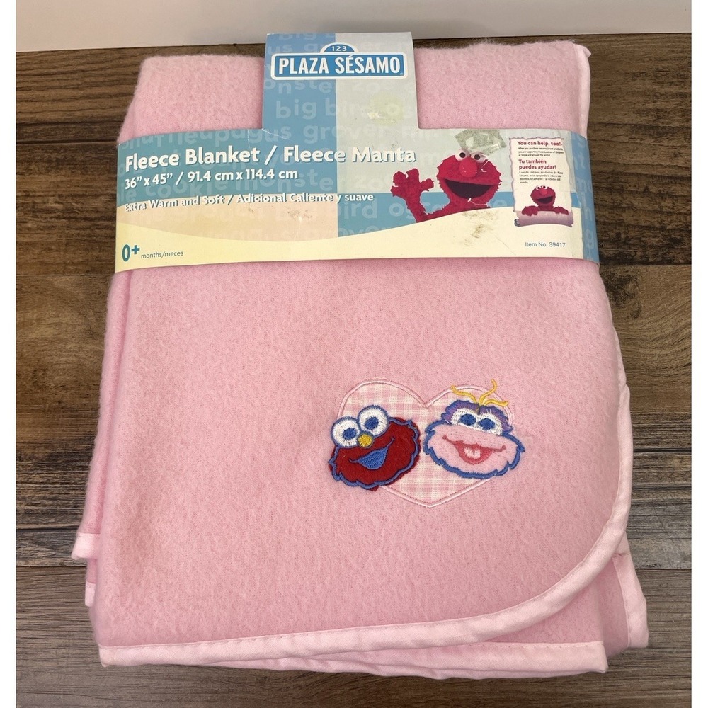 Sesame Street Elmo & Abby Cadabby Pink Fleece Blanket 36" X 45" Baby Infant Crib